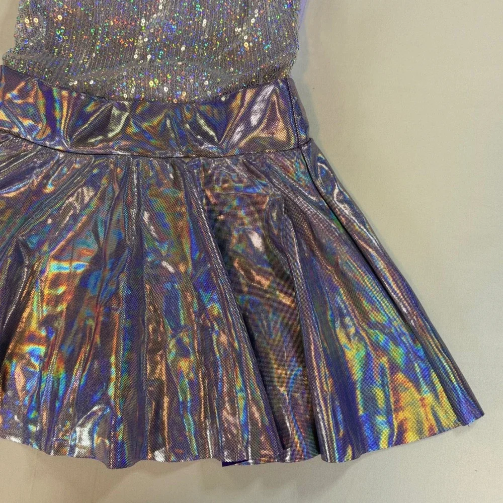 Revolution Dancewear Girls Sequin Holographic Dance Costume Leotard Purple SC